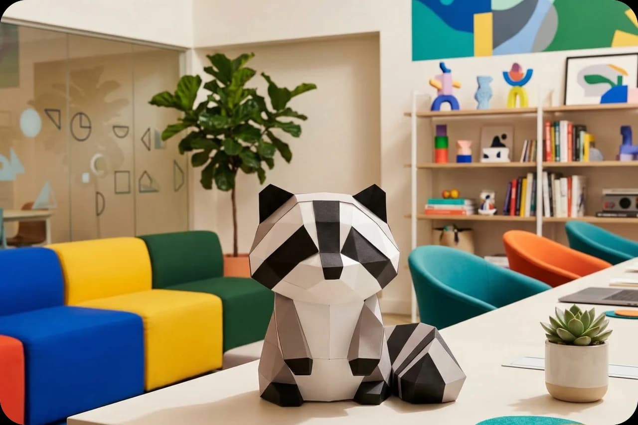 Origami d'un raton laveur en papier